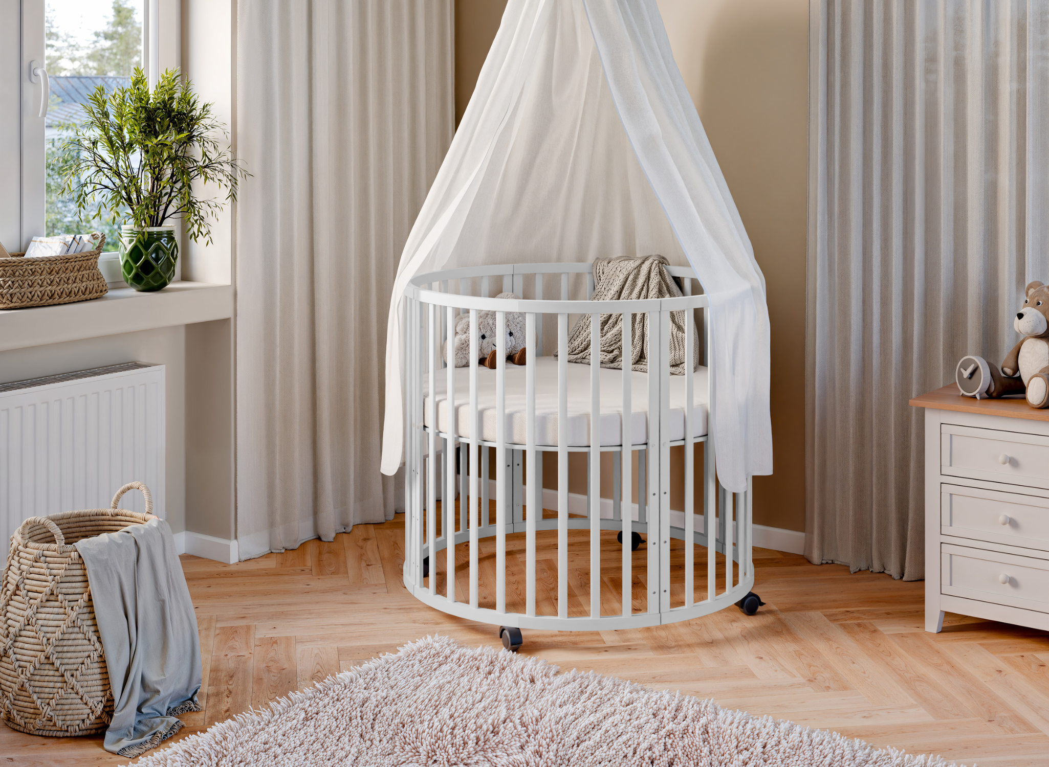 HANIA 90x90 blanc lit bébé parc Lano Meubles