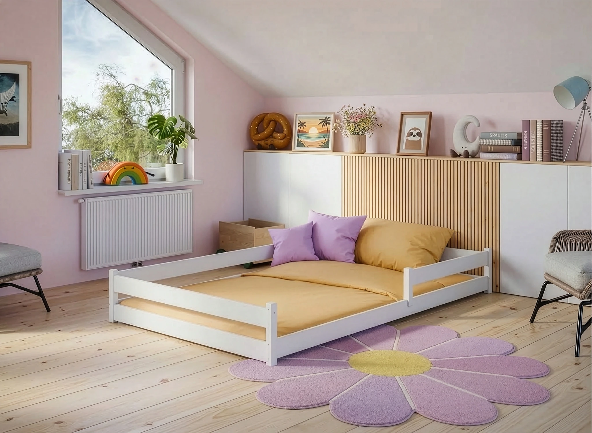 ZOFIA 120x200 blanc lit Montessori au sol pour enfants Lano Meubles